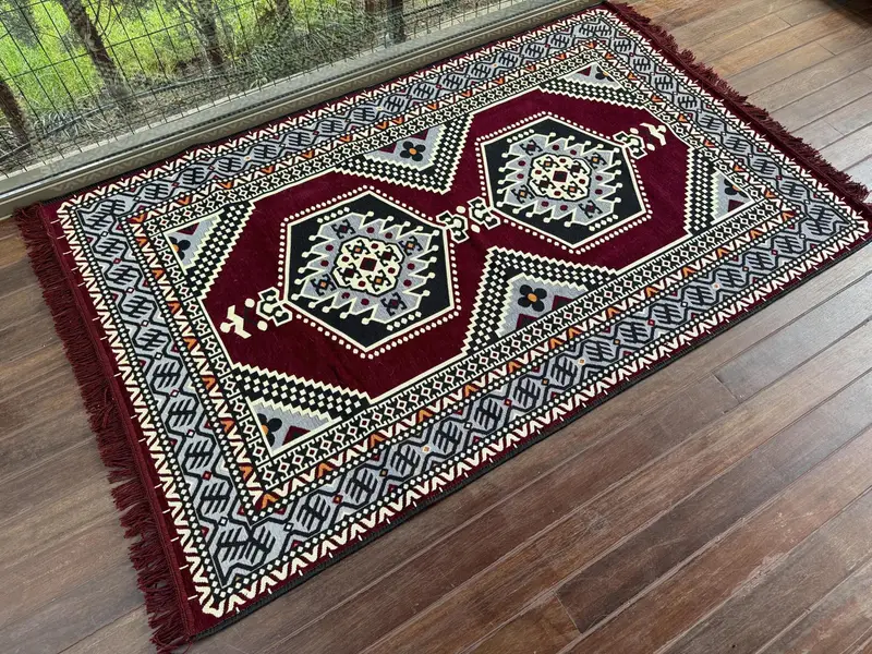 U şeklindeki zemin yastık seti, Türk zemin kanepe seti, etnik ev dekor oturma alanı, el yapımı kanepe, kabile tasarım kanepesi, oryantal boho salonu seti, - 9