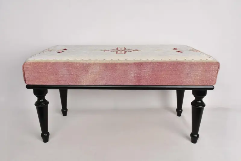 Ottoman Bench Minimal Bench, Upholstered Bench, Turkish Rug Bench, Kilim Bench, Home Decor Bench, Handmade Bench, Bohemian Bench, Desk Bench - 2
