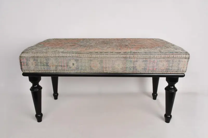 Medallion Ottoman Bench,Ottoman Bench, Upholstered Bench, Turkish Rug Bench, Kilim Bench, Home Decor Bench, Handmade Bench, Frontdoor Bench - 2