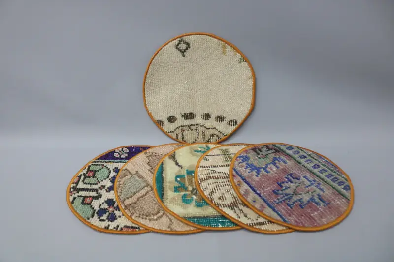 Rug Supla, Kilim Supla, onun için hediye, mavi ped, halı placemat, rustik supla, geleneksel coaster, dokuma supla, el yapımı alt plaka, - 1