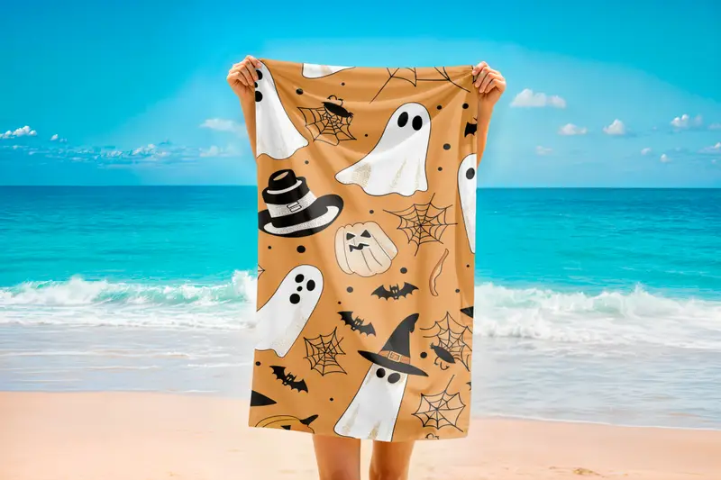 Ghost Printed Towel, Happy Halloween Git, Holiday Decor,  Printed Towel Gift, Personalized Gift, Halloween Decor, Custom Towel Gift