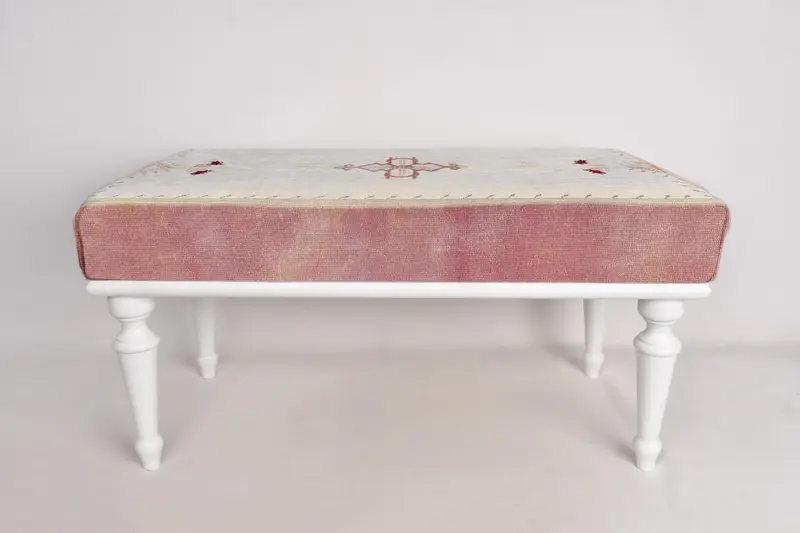 Ottoman Bench Minimal Bench, Upholstered Bench, Turkish Rug Bench, Kilim Bench, Home Decor Bench, Handmade Bench, Bohemian Bench, Desk Bench - 3