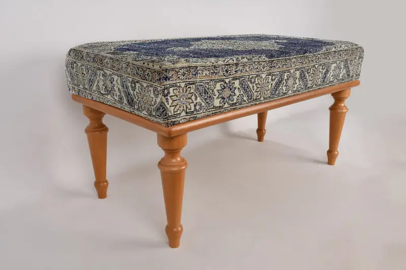 Footstool Bench, Coffee Bench, Ottoman Bench, Upholstered Bench, Turkish Rug Bench, Kilim Bench, Home Decor Bench, Handmade Bench - 6