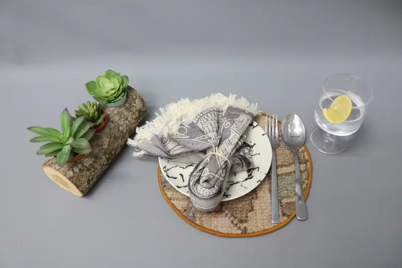 Rug Supla, Kilim Supla, onun için hediye, mavi ped, halı placemat, rustik supla, geleneksel coaster, dokuma supla, el yapımı alt plaka, - 4