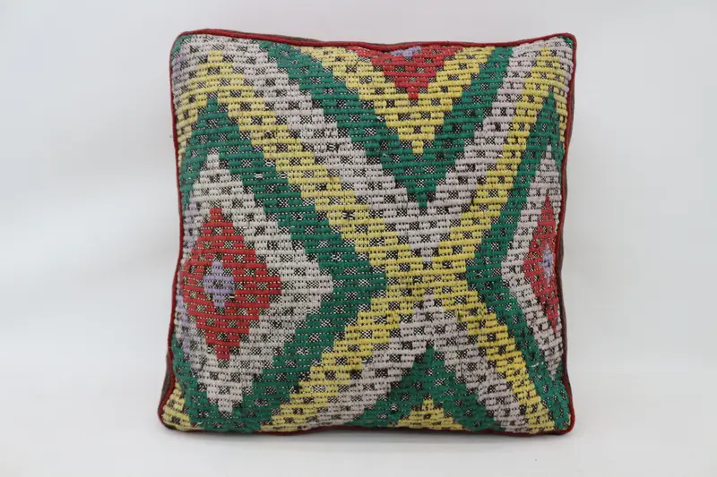 Kilim Pouf, zemin pufu, 24x24x6, zemin yastık örtüsü, yeşil işlemeli Kilim Pouf, bahçe pouf yastık kapağı, ev dekor pufları sp606015 111 - 2