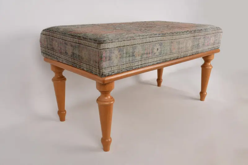 Medallion Ottoman Bench,Ottoman Bench, Upholstered Bench, Turkish Rug Bench, Kilim Bench, Home Decor Bench, Handmade Bench, Frontdoor Bench - 6