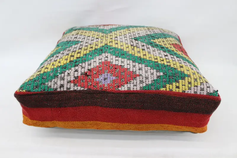 Kilim Pouf, zemin pufu, 24x24x6, zemin yastık örtüsü, yeşil işlemeli Kilim Pouf, bahçe pouf yastık kapağı, ev dekor pufları sp606015 111 - 1