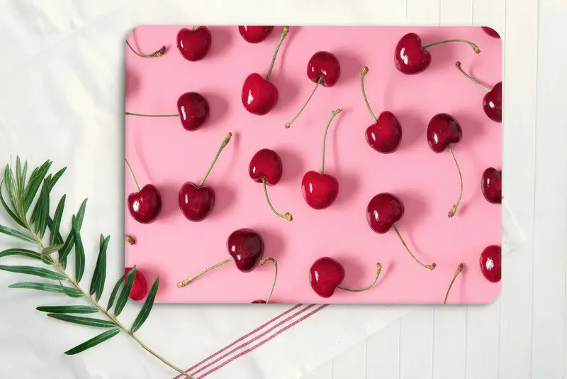 チェリーチョッピングボード、赤いサービングボード、ピンクのチョッピングボード、ママへのギフト、モダンチョッピングボード、ガラス切断板、キッチンの装飾、 - 3