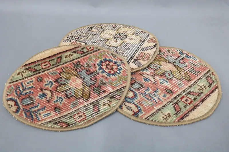Fare ped, Türk halısı, vintage halı alt plakası, altı set, rustik halı supla, 10 "x10" hediye supla, halı supla, yemek aksesuarı, 3 - 4