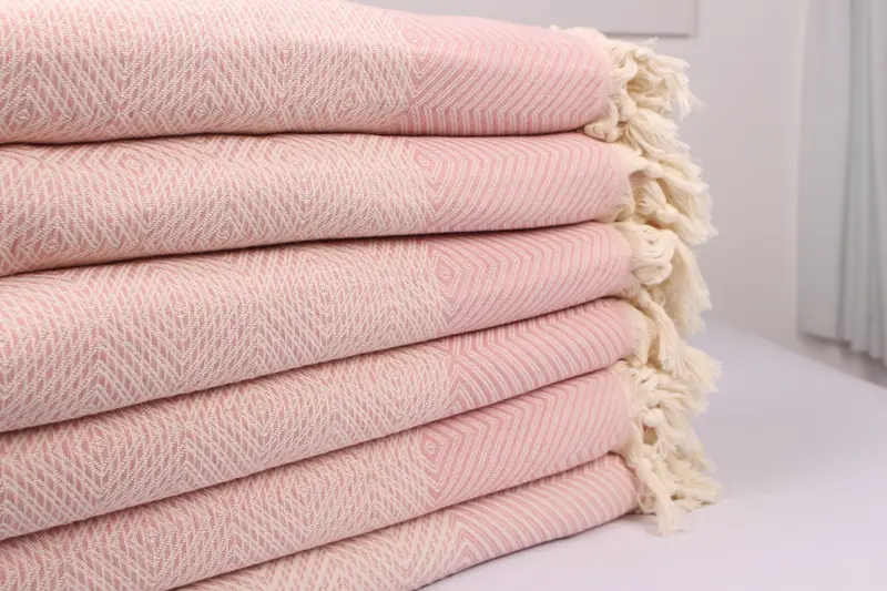 ソファスロー、ピクニックブランケット、ライトピンクの毛布、ダイヤモンドブランケット、79x91インチボヘミアンベッドカバー、キングサイズスロー、カウチブランケット、 - 7