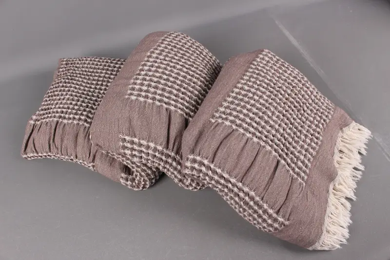 Wholesale Blankets, Beach Blanket, Brown Blanket, Waffle Blanket, 79x83 Inches Cotton Throw Blanket For Couch, Curtain Blanket, - 7