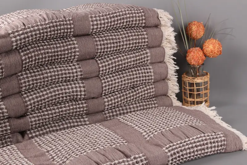 Wholesale Blankets, Beach Blanket, Brown Blanket, Waffle Blanket, 79x83 Inches Cotton Throw Blanket For Couch, Curtain Blanket, - 1
