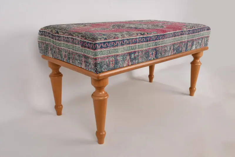 Osmanlı tezgah, döşemeli tezgah oturma tezgahı, yatak odası tezgahı, Türk halı tezgahı, Kilim tezgahı, ev dekor tezgahı, el yapımı tezgah - 5