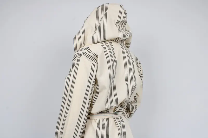 Turkish Bathrobe, Cotton Personalized Robe, Black Kimono, Wedding Gifts, Unisex Striped Design Robe, Morning Gown, Chic Beach Cloths, - 8