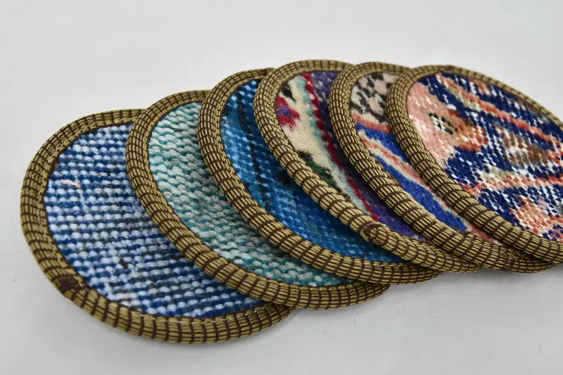 İçecek Coaster, Halı Coaster, Çay Yastığı, Mavi Coaster, Halı Coaster, Ev Teslim Hediye Pedi, Rustik Coaster, Türk Halı Pedi, Dokuma Coaster, - 4