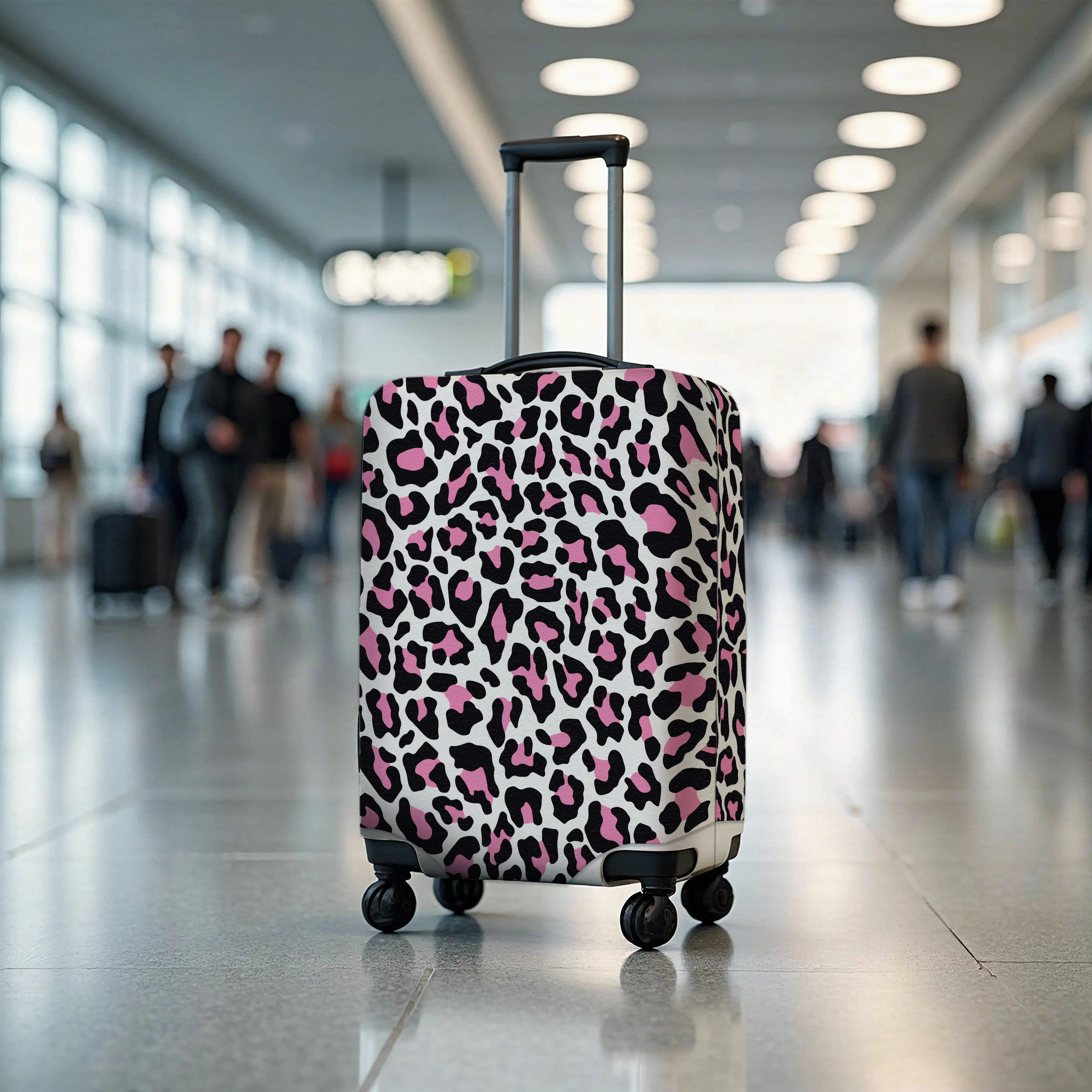 Pink Leopard Print Luggage Cover, Animal Print Suitcase Cover, Stylish Travel Protector, Fashion Accessory for Women - 1