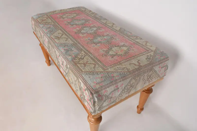 Pembe tezgah, mavi tezgah, osmanlı tezgah, pembe çiçek tezgahı, Türk halı tezgahı, çiçek tezgahı, ev dekoru, modern tezgah, oturma odası dekoru, - 7