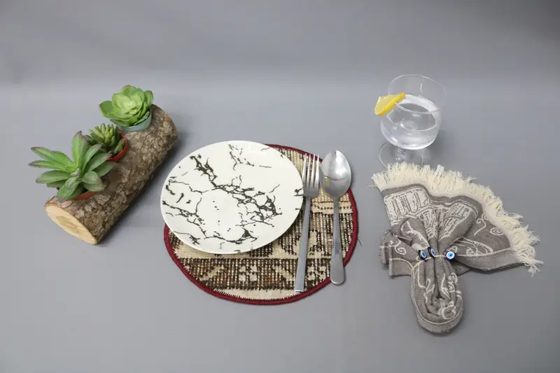 Masa, mutfak dekoru, yemek aksesuarı, mavi placemat, halı coaster, el yapımı coaster, hediye alt plakası, fare alt plakası, en iyi ped, - 5
