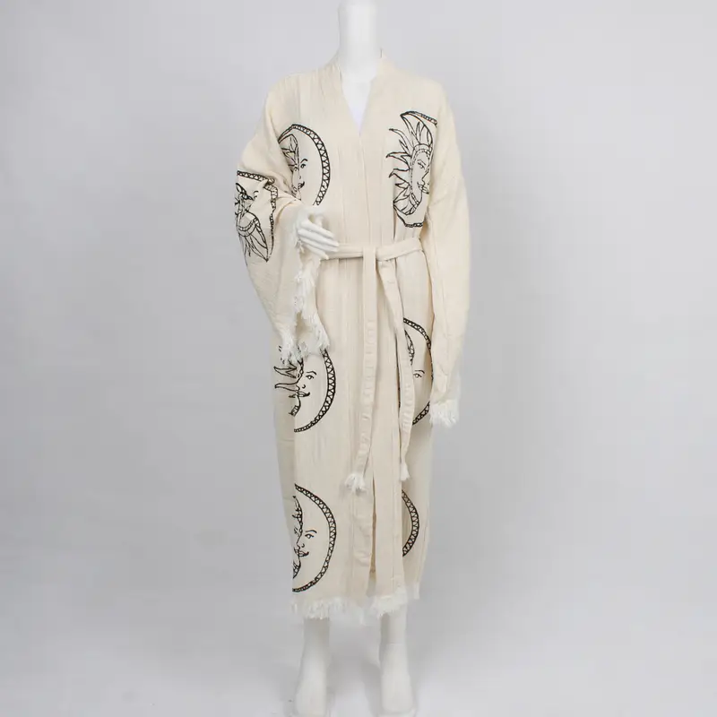 Personalized Gift Kimono, Morning Gown, Muslin Sun Patterned Beach Wear