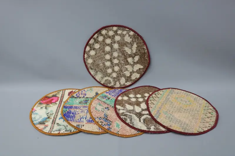 Halı supla, masa, mutfak dekoru, kırmızı ped, halı pedi, el yapımı supla, daire supla, fare alt plakası, şık halı dekor coaster, - 1