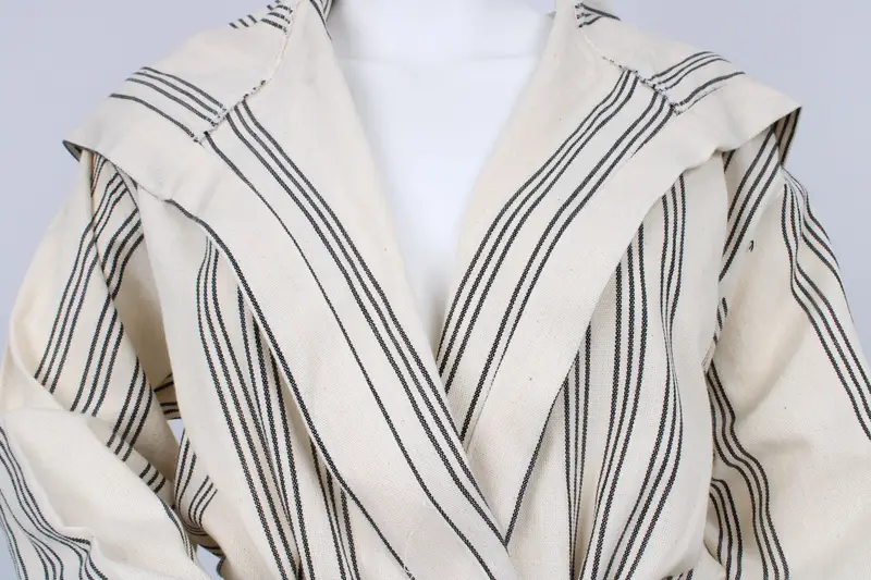 Turkish Bathrobe, Cotton Personalized Robe, Black Kimono, Wedding Gifts, Unisex Striped Design Robe, Morning Gown, Chic Beach Cloths, - 5
