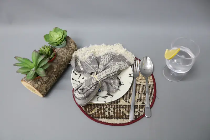 Masa, mutfak dekoru, yemek aksesuarı, mavi placemat, halı coaster, el yapımı coaster, hediye alt plakası, fare alt plakası, en iyi ped, - 4