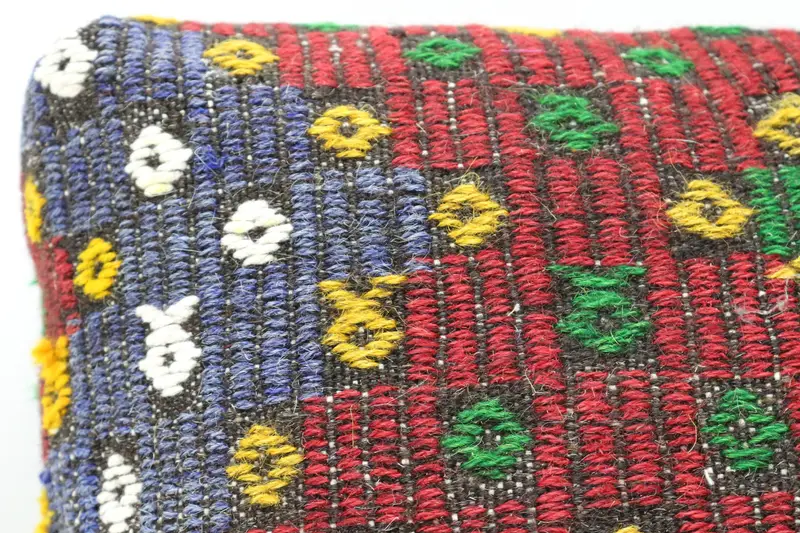 Kilim Pouf, zemin pufu, 24x24x6, zemin yastık örtüsü, bahçe pouf yastık kapağı, işlemeli Kilim Pouf, ev dekoru pufları SP606015 136 - 3