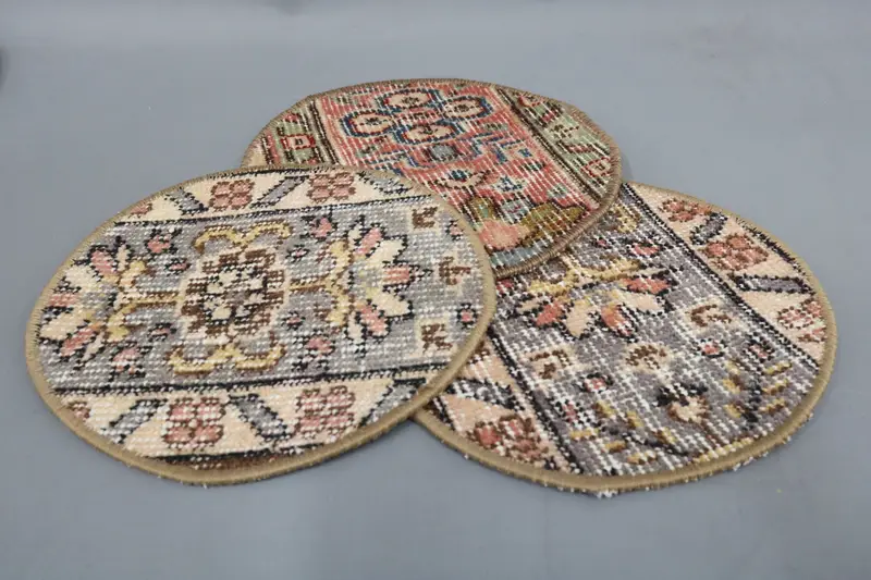 Fare ped, Türk halısı, vintage halı alt plakası, altı set, rustik halı supla, 10 "x10" hediye supla, halı supla, yemek aksesuarı, 3 - 3