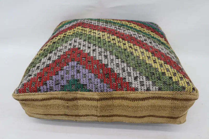 Kilim Pouf, zemin pufu, 24x24x6, zemin yastık örtüsü, işlemeli Kilim Poufs, bahçe pouf yastık kapağı, ev dekoru pufları SP606015 73 - 1
