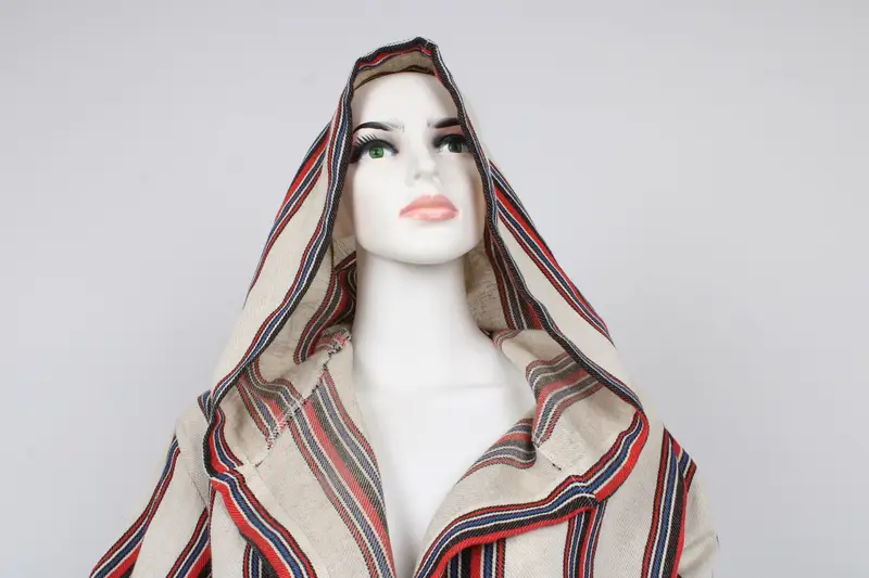 Unisex Bathrobe, Turkish Robe, Personalized Bathrobe, Organic Housecoat, Chic Beach Cloths, Red Striped Design Robe, Morning Gown - 6