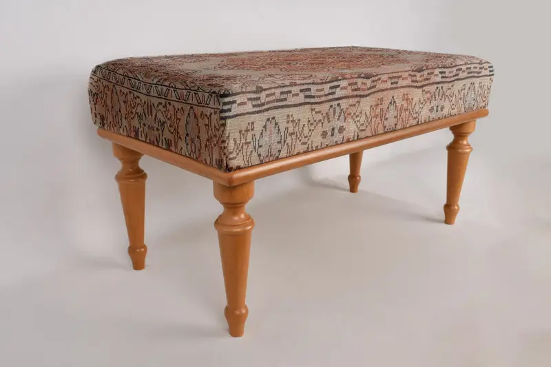 Ottoman Bench, Upholstered Bench, Kitchen Furnitures, Turkish Rug Bench, Kilim Bench, Home Decor Bench, Handmade Bench, Footstool Bench - 7