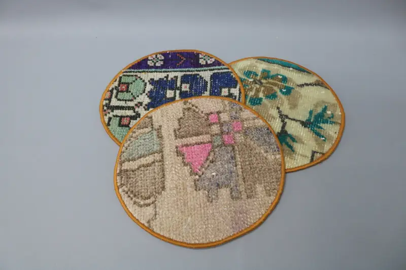 Rug Supla, Kilim Supla, onun için hediye, mavi ped, halı placemat, rustik supla, geleneksel coaster, dokuma supla, el yapımı alt plaka, - 2