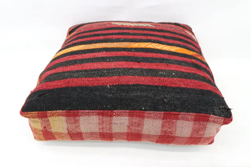 Kilim Pouf, zemin pufu, 24x24x6, zemin yastık örtüsü, çizgili Kilim Pouf, bahçe pouf yastık kapağı, ev dekor pufları sp606015 74 - 1