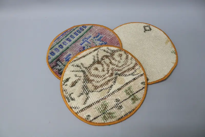 Rug Supla, Kilim Supla, onun için hediye, mavi ped, halı placemat, rustik supla, geleneksel coaster, dokuma supla, el yapımı alt plaka, - 3