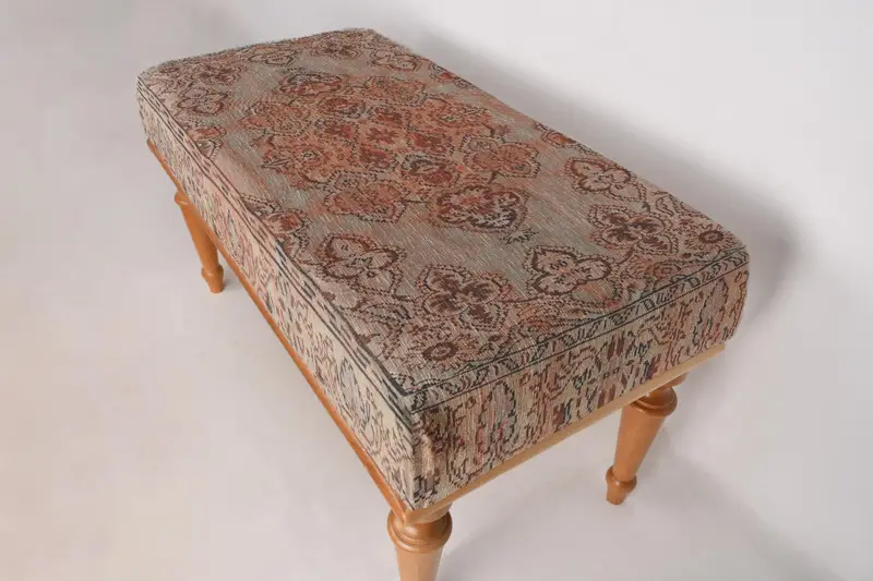 Ottoman Bench, Upholstered Bench, Kitchen Furnitures, Turkish Rug Bench, Kilim Bench, Home Decor Bench, Handmade Bench, Footstool Bench - 6
