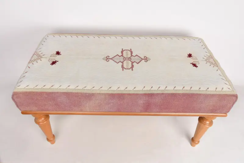 Ottoman Bench Minimal Bench, Upholstered Bench, Turkish Rug Bench, Kilim Bench, Home Decor Bench, Handmade Bench, Bohemian Bench, Desk Bench - 1