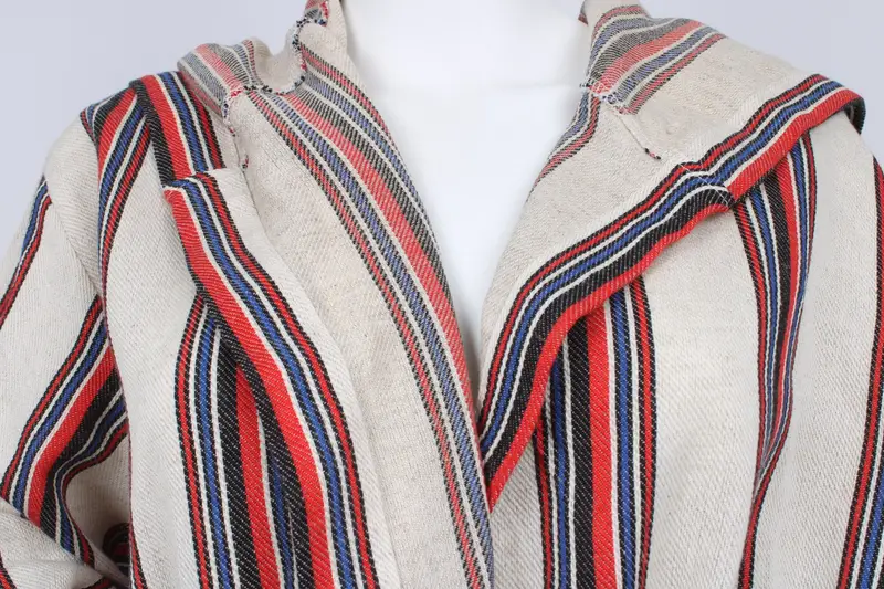Unisex Bathrobe, Turkish Robe, Personalized Bathrobe, Organic Housecoat, Chic Beach Cloths, Red Striped Design Robe, Morning Gown - 5