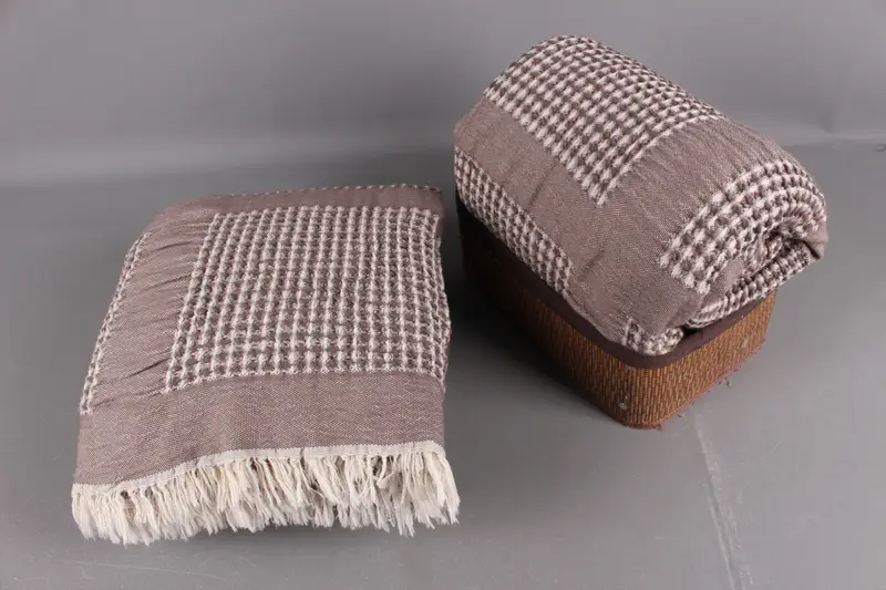 Wholesale Blankets, Beach Blanket, Brown Blanket, Waffle Blanket, 79x83 Inches Cotton Throw Blanket For Couch, Curtain Blanket, - 5