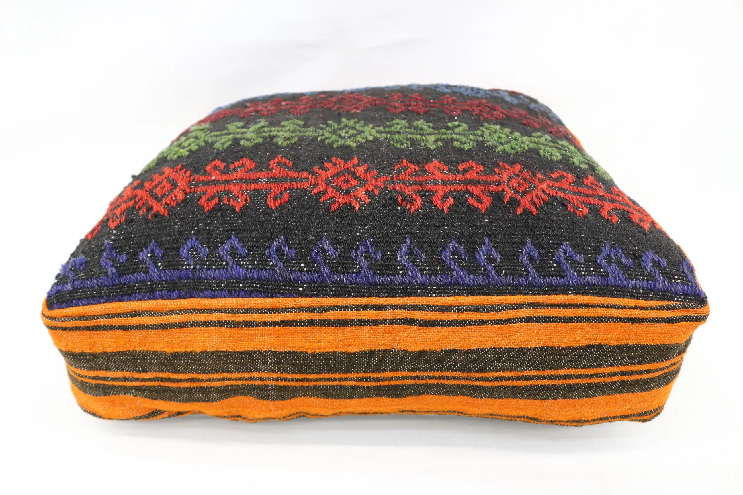 Kilim Pouf, Fußbodenpuff, 24x24x6, Bodenkissenabdeckung, gemusterte Kilim -Puffs, Gartenpouf Kissenbezüge, Wohnkulturpuffs SP606015 67 - 1