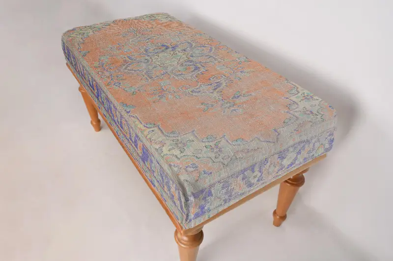 Turuncu Osmanlı Tezgahı, Döşemeli Tezgah, Turuncu Mobilya, Türk Halı Tezgahı, Kilim Tezgahı, Ev Dekoru Tezgahı, Madalyon Deseni Türk Halı, - 6