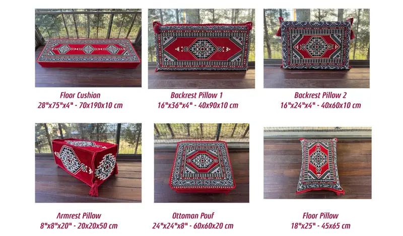 Anatolian zemin oturma, Majlis kanepe, oturma odası zemin kanepe seti, Osmanlı zemin oturma, geleneksel zemin kanepe, u şeklinde kanepe, Arapça kanepe - 5