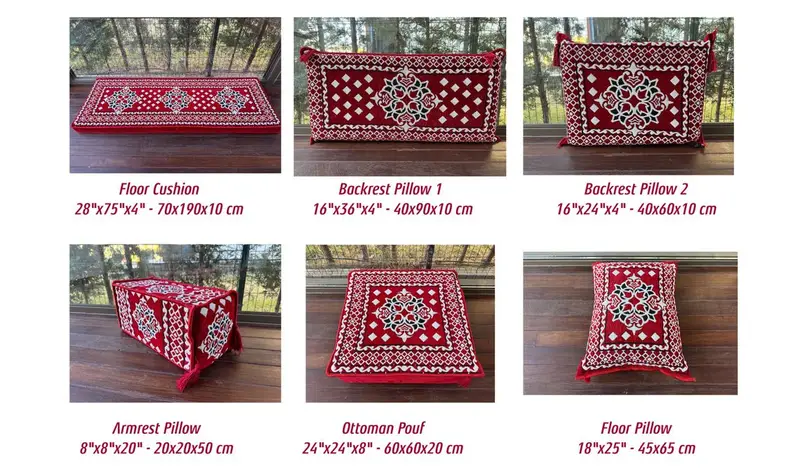 Kilim desen kanepesi, Osmanlı zemin oturma, Türk yastığı, geleneksel kanepe, u şeklinde zemin yastığı, Kilim yastığı, eve taşınma hediyesi - 5