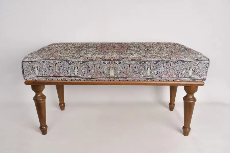 Medallion Bench, Ottoman Bench, Kitchen Furnitures, Upholstered Bench, Turkish Rug Bench, Kilim Bench, Home Decor Bench, Handmade Bench - 5