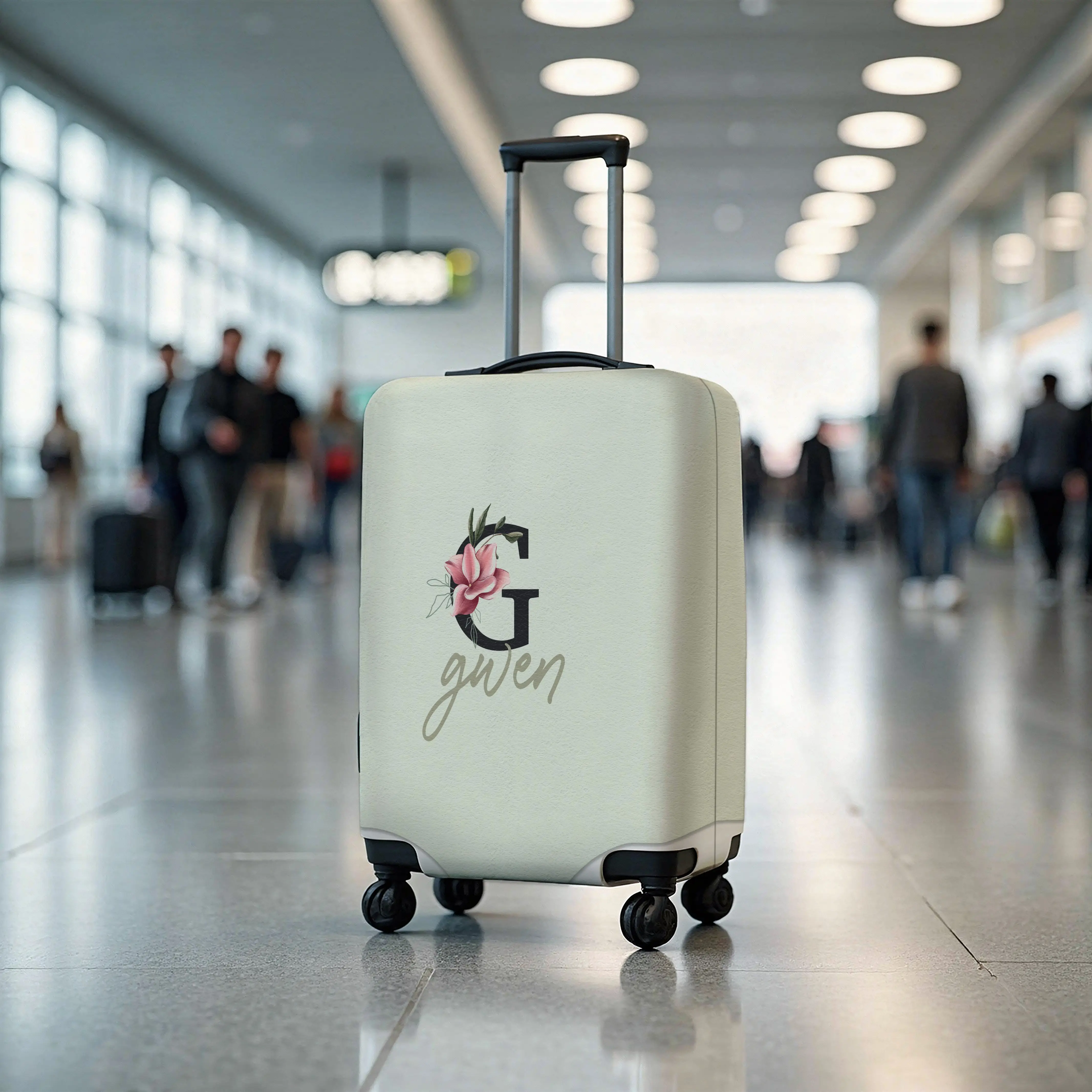 Personalized Initial Luggage Cover, Custom Name Suitcase Protector, Monogram Travel Cover Gift - 1