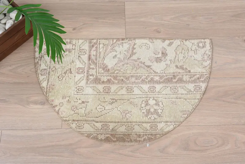 El yapımı Kilim paspas, yarım daire biçimli yarım yuvarlak halı, çevre dostu giriş yolu dekor, Türk boho banyo mat, küçük uzay zemin aksan halı - 6