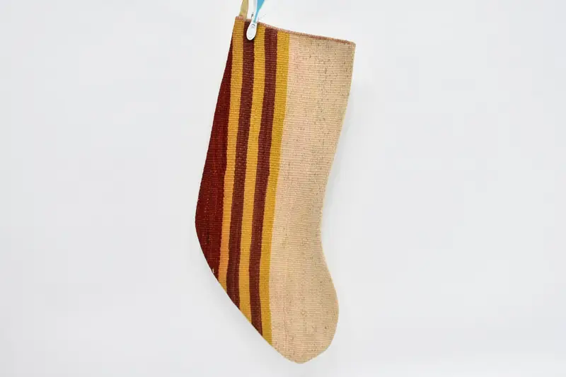 Kilim çorabı, el yapımı çorap, Noel çorap, çizgili çorap, bej çorap, monogramlı çorap, anadolu çorap, 1527 - 2