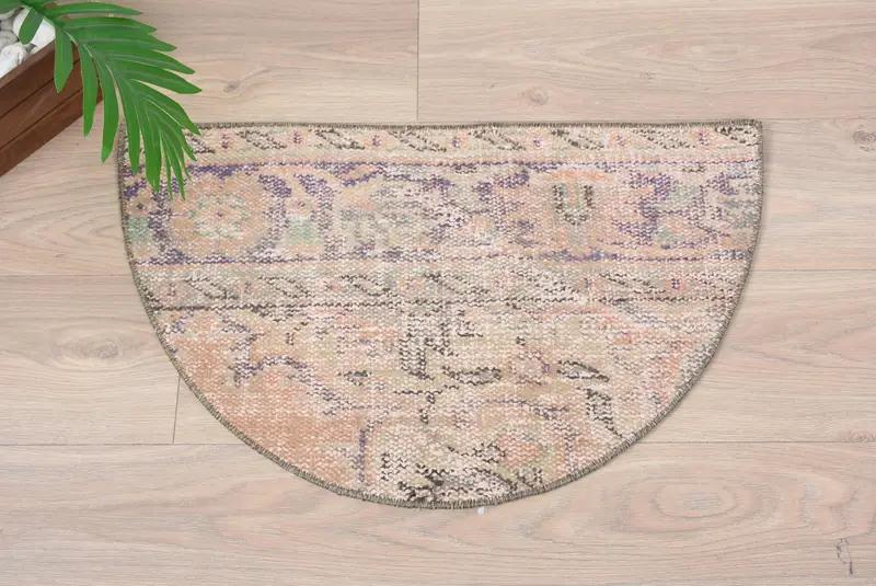 El yapımı Kilim paspas, yarım daire biçimli yarım yuvarlak halı, çevre dostu giriş yolu dekor, Türk boho banyo mat, küçük uzay zemin aksan halı - 7