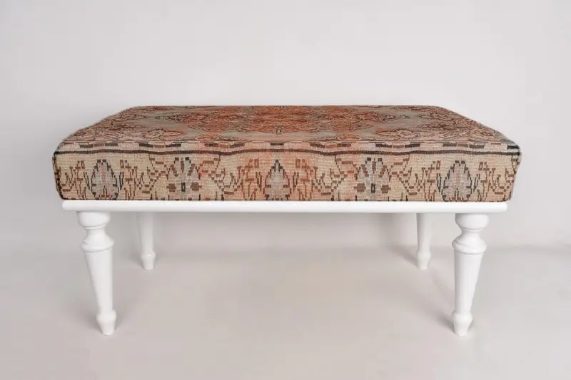 Ottoman Bench, Upholstered Bench, Kitchen Furnitures, Turkish Rug Bench, Kilim Bench, Home Decor Bench, Handmade Bench, Footstool Bench - 3