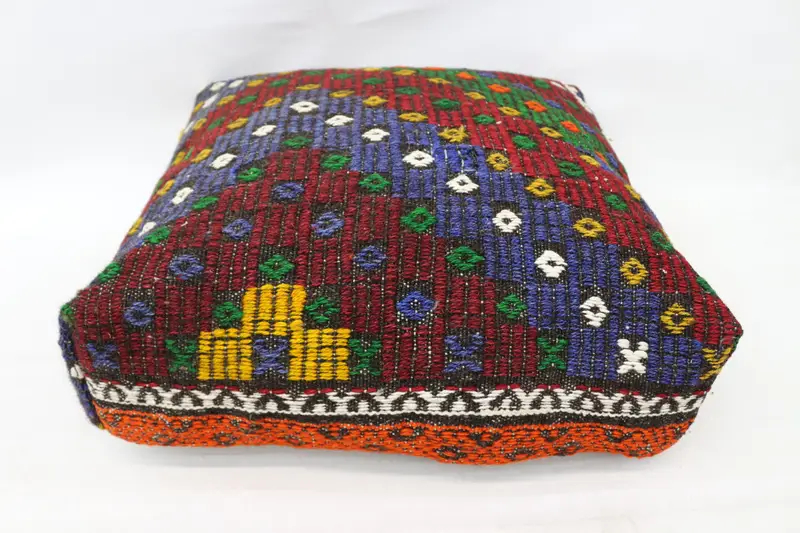 Kilim Pouf, zemin pufu, 24x24x6, zemin yastık örtüsü, bahçe pouf yastık kapağı, işlemeli Kilim Pouf, ev dekoru pufları SP606015 136 - 1