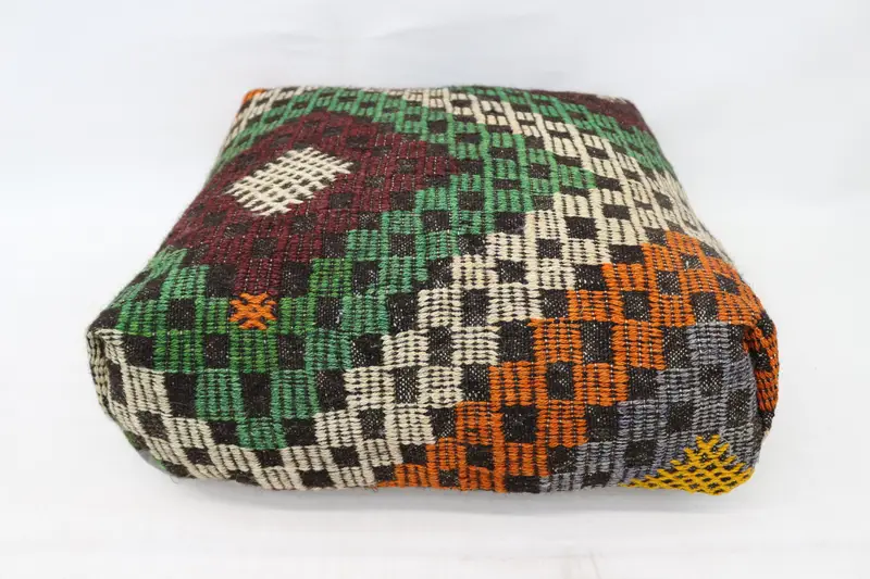 Kilim pouf, zemin pufu, 24x24x6, armut koltuk, işlemeli pouf, armut pouf, zemin yastık kapağı, bahçe pouf yastık kapağı, ev dekoru pufları sp606015 159 - 1